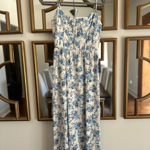 Charles Henry Blue Floral Pattern Dress - Picture 2 of 12